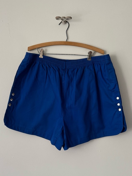 Baccini Other - Vintage 80s/ 90s Blue Cotton Track Shorts with Silver Side Snap Detail
